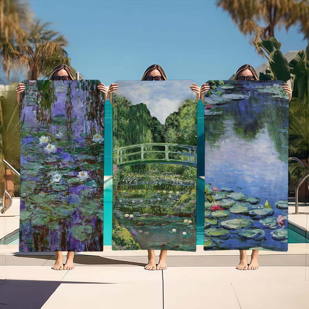 Handtuch Textil Bademantel Strand Schnelltrocknend Leicht Tragbar Camping Kunst Schwimmen M-MonetS Pool Reise