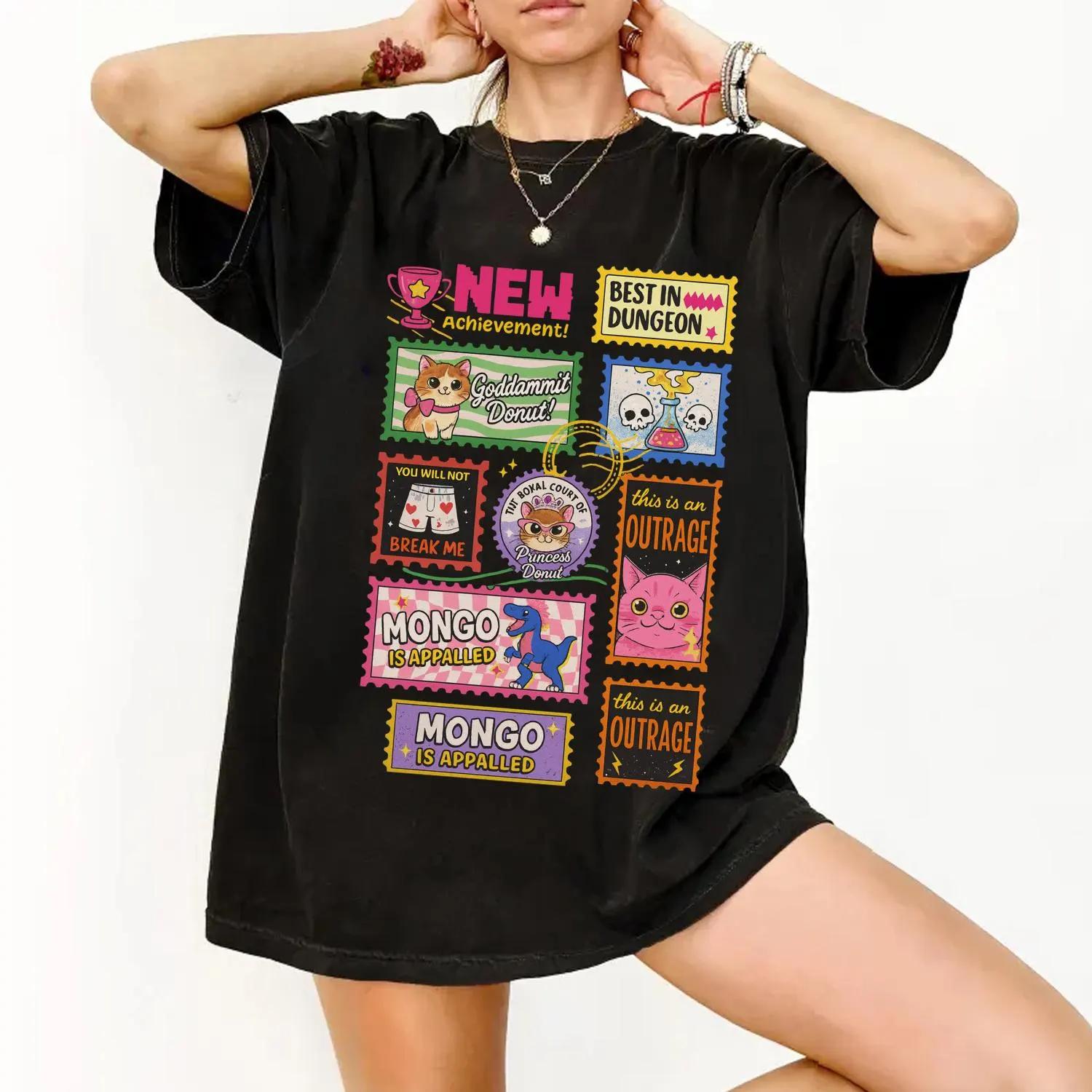 Dungeon Book Lovers Emblem Shirt Doughnut Princess Mongo Shirt Fantasy Novel Tshirt with Pattern Print S