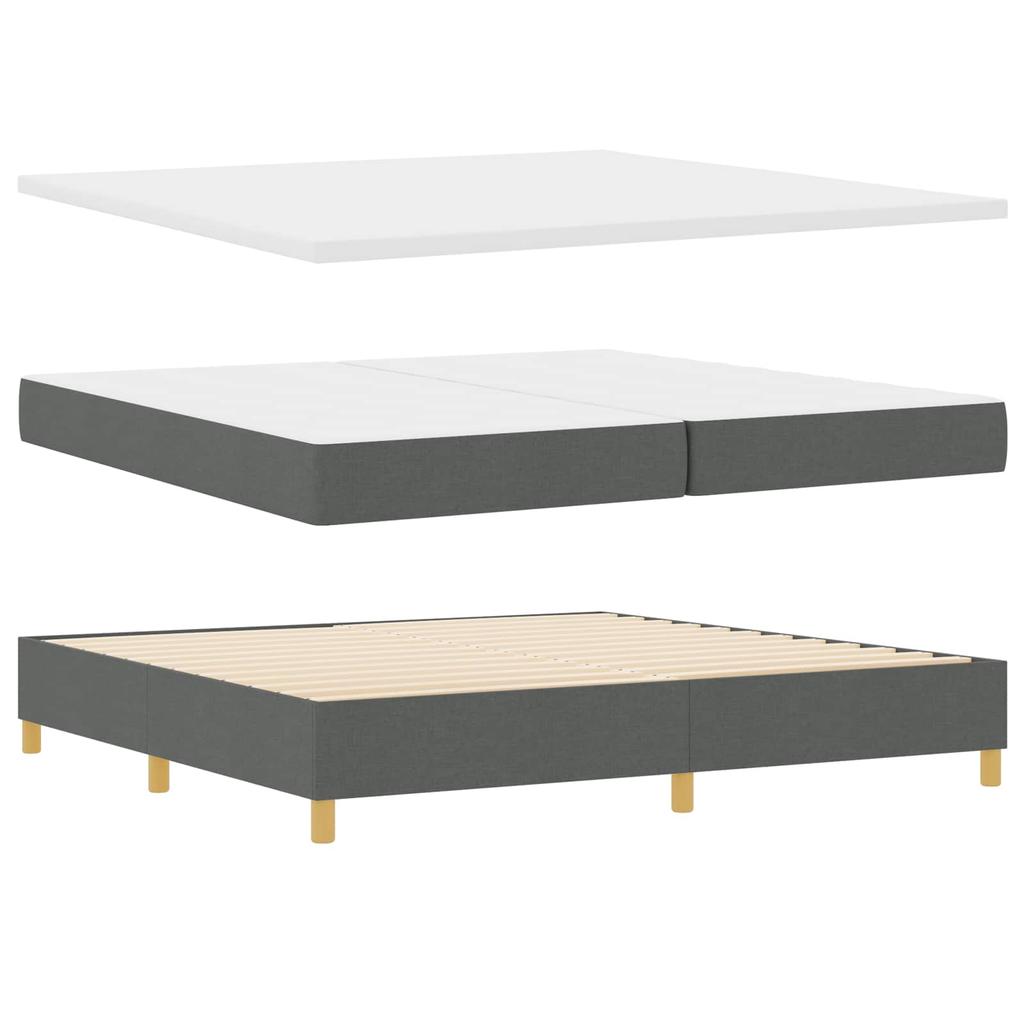 Box Spring Bed with Headboard Dark Gray 200 x 200 cm Fabric