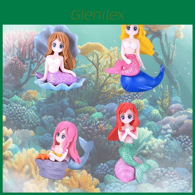 Miniature Diy Shell Hair Mermaid Pvc Aquarium Decoration Cartoon Figurine Crafted Ornament