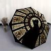 1pc Stained Glass Cat Automatic Open/Close Umbrella with Windproof, Functional Design, 8-Rib Sturdy Canopy