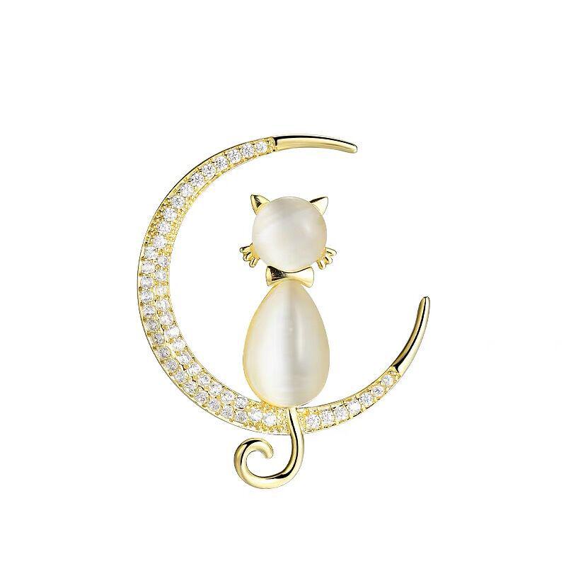 Exquisite Cat Eye Brooch: Elegant Kitten Corsage & Versatile Accessory for Women