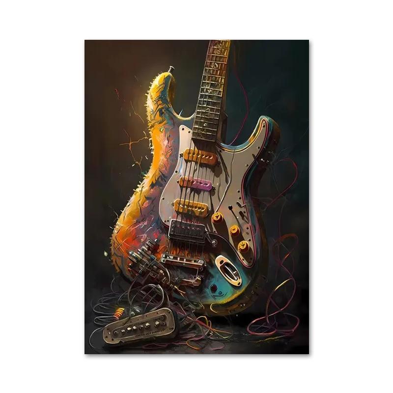 Color Music Guitar Record Posters and Prints Abstract Modern Aesthetics Jazz Canvas Painting Wall Art for Music Room Home Decor