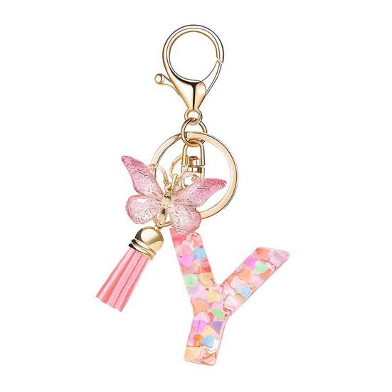 Heart Keyring Keychain Pendant Epoxy Resin Pink 10.7 Cm/4.21 In 1 Pc