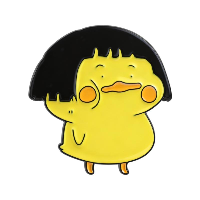 Fat Ducklings Enamel Pins Bob Haircut Bath Towel Duck Brooches Lapel Badge Cute Cartoon Animal Jewelry Gift for Friends