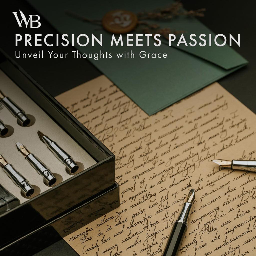 Calligraphy Pen Gift Set with Ink 6 Ink Ink Refill and 6 Replacement Premium Smooth Writing Black Calligraphy Pen Set Bottle, Cartridges, Converter,