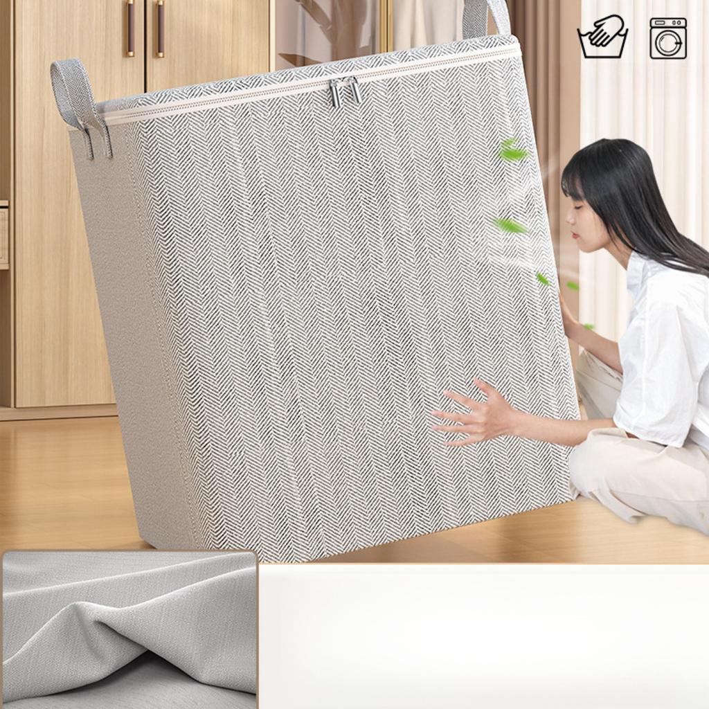 1 Velká krytá úložná taška, Odolná, Může uskladnit oblečení, deky, ložní prádlo, Organizér šetřící místo, Třídění a skladování oblečení