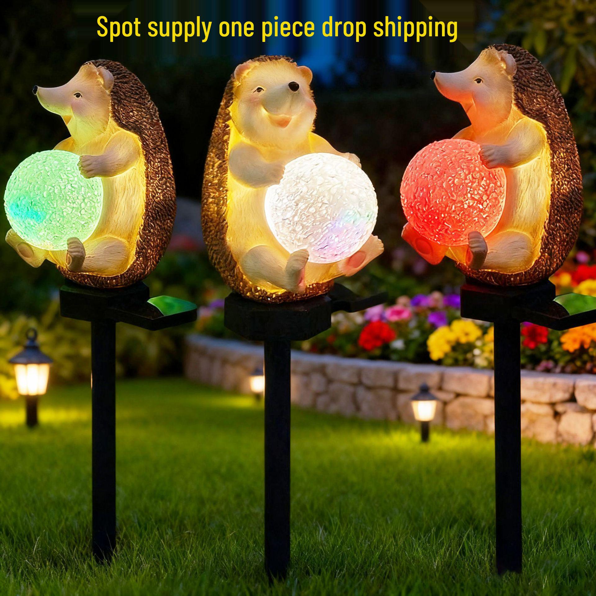 Hedgehog Solar LED Landscape Lights: Decorative Outdoor Lawn and Ground Plug Lighting