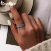 BAMOER Silver 925 Lover Rings for Couple Blue Starry Sky of Van Gogh Open Finger Ring Design Jewelry Accessories SCR608