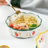 Ceramic Bowl Household Personality Cute Fruit Salad Bowl Microwave Oven Baked Rice Bowl Oats Breakfast Bowl Female Flower