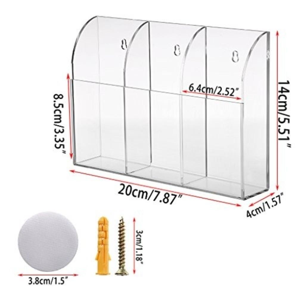 Acrylic Remote Control Holder Clear Universal Remote Control Box MultiPurpose Wall Mount Remote Control Organizer