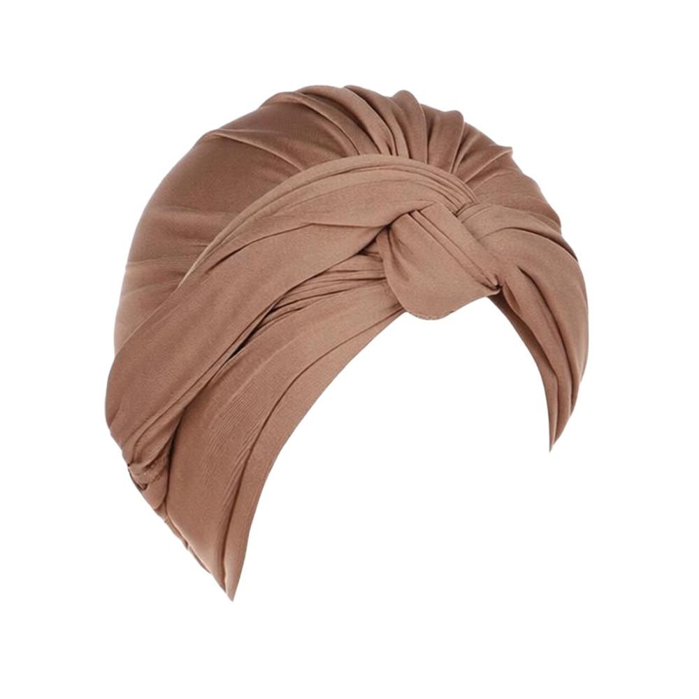 Fashion Vintage Hijab Caps Elastic Soft Polyester Twist Knot Turban Hat Breathable Wrap Style Cancer Chemo Hat Hair Loss