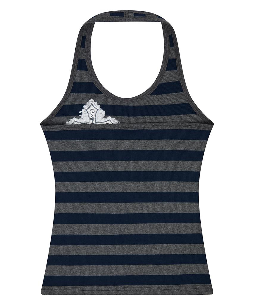 LUVISTRUE El Cross Halter Neck Top(Charcoal)