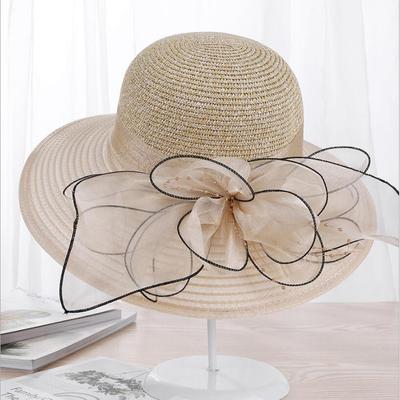 Summer Ladies Hat Leisure Beach Women Sun Hat Elegant Wide Brim Hat Silk Flower Bucket Hat Casual Cap Female Fedora