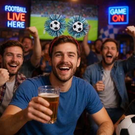 Football Headband with 3D Football Patch Anti-Slip Comfortable Hair Hoop for Adults