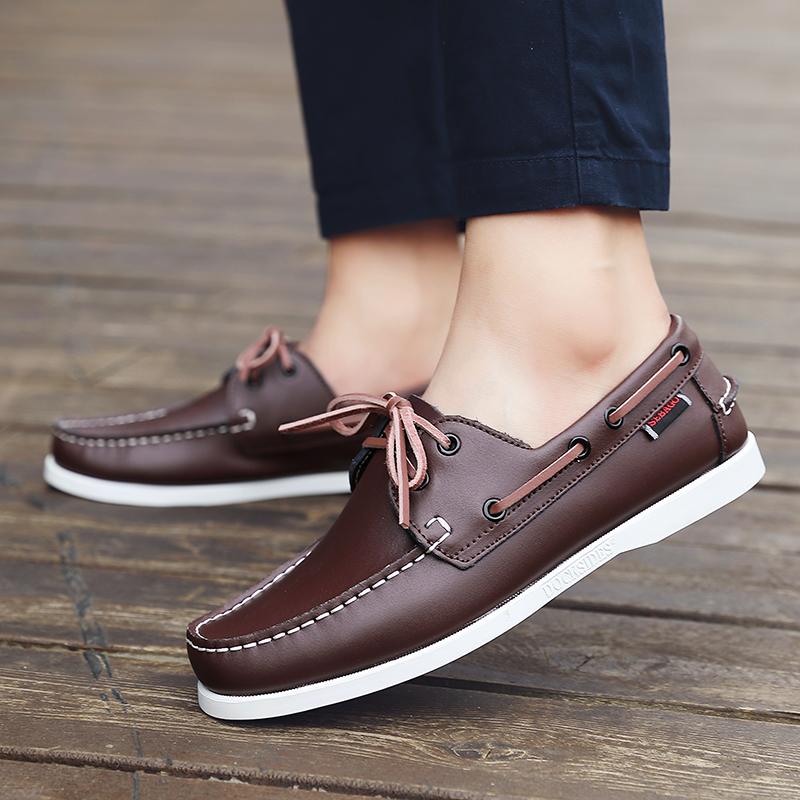 Casual Loafers Shoes Outdoor Leather Sneakers Shoes Classic Mens Leather Summer Trendy Designer Loafers Versatile Commute Shoes
