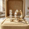 Temperament Crystal Studded Earrings Minimalist Plain Round Earrings Small Hoop Earrings  Wedding
