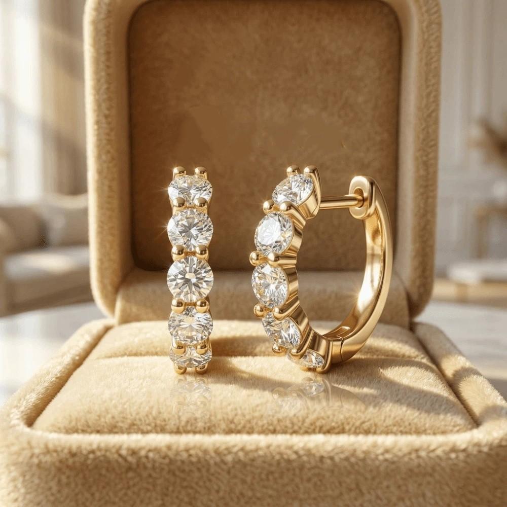 Temperament Crystal Studded Earrings Minimalist Plain Round Earrings Small Hoop Earrings  Wedding