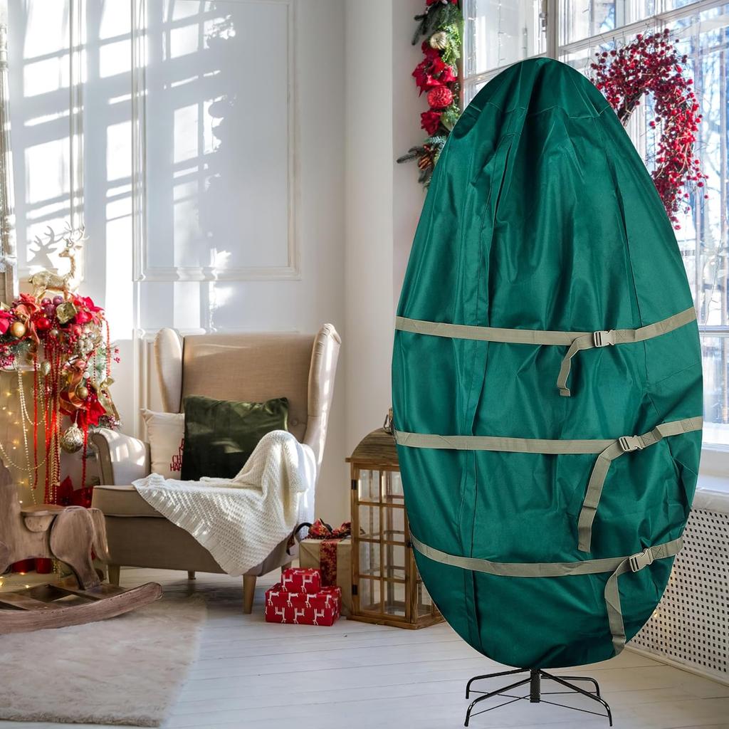 Upright Christmas Tree Storage Bag, Fits Up To 9 Ft Tall Artificial Tree,210D Oxford Cloth Xmas Bag with Buckle Straps and Cinch
