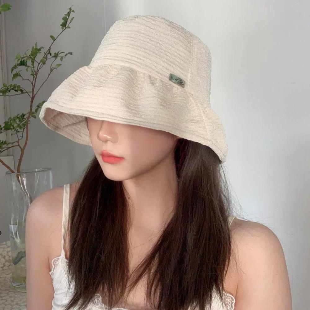 Solid Color Panama Hat Wide Brim Visor Hat Foldable Fishermen Cap  Women