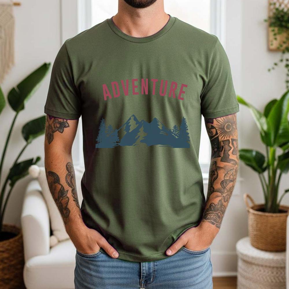 New Summer Unisexs 100 Pure Cotton TShirt Adventure Wanderlust Outdoor Camping Vintage Style Casual Breathable Short Sleeve