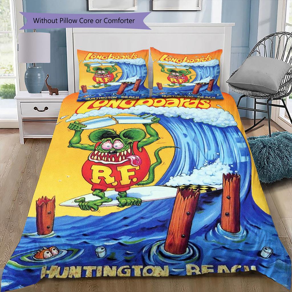Cartoon Pattern Bedding Quilt Set Quilt Cover Pillowcase Home Decoration Birthday Gift (1 * duvet cover + 2 * pillowcase, without core)