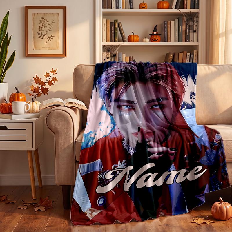 Hyunjin Custom Flannel Blankets Soft Warm Cozy Throws for Home Decor Holiday Gifts