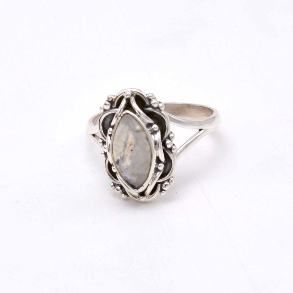 Moonstone 925 Sterling Silver Ring, Natural Gemstone Handmade Women Boho Ring Jewelry