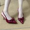 Fashion Baotou sandals 2025 spring and summer new bowknot high heels fairy shallow mouth stiletto Korean version ladies