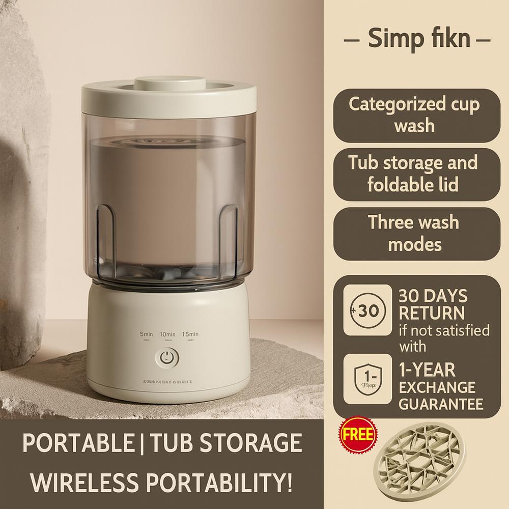 

Портативная мини-стиральная машина Беспроводная USB перезаряжаемая/Стиральная машина для нижнего белья носков кистей для макияжа/Съемная конструкция 2-в-1 single cup-1.6L