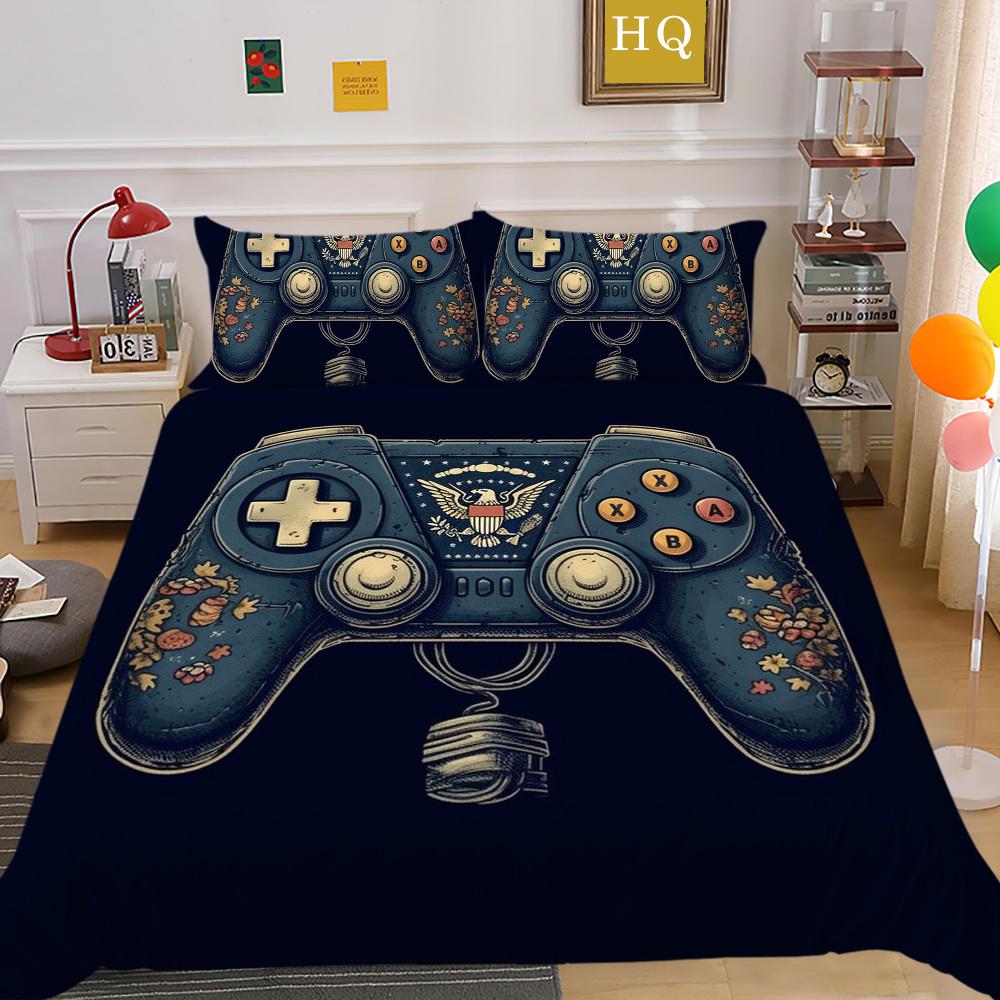 Set de husă de pat cu imprimare pentru consola de jocuri 3D Lenjerie de pat pentru acasă Lenjerie de pat de o singură dimensiune pentru băiat Copil
