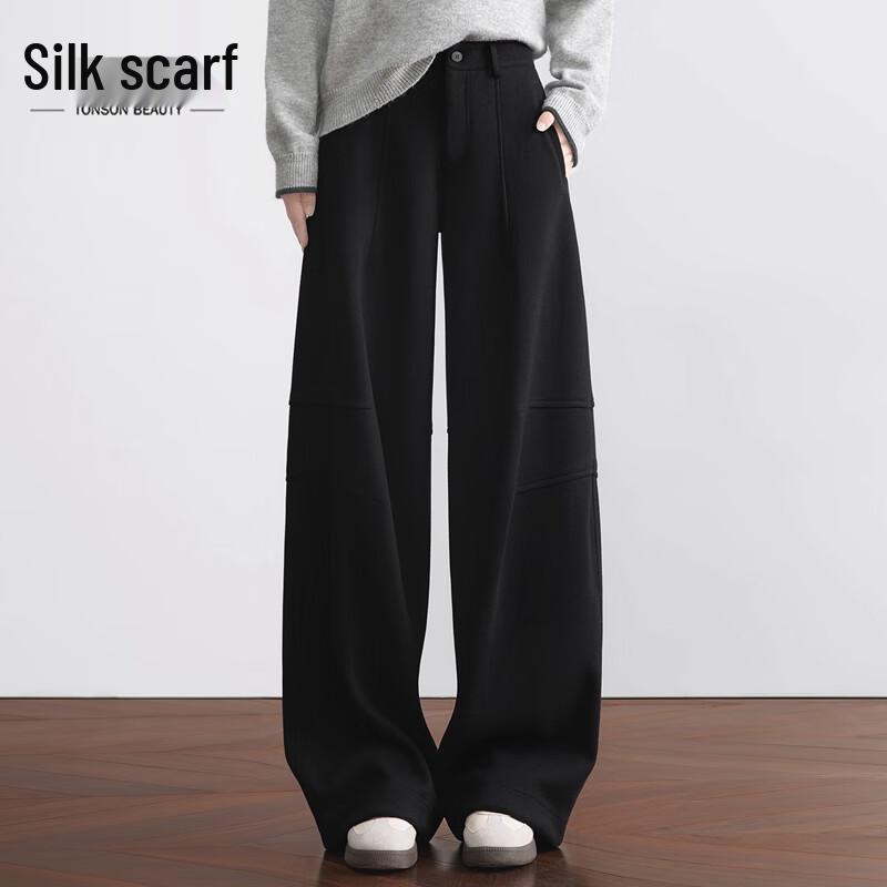 

Women s High-Waisted Loose Fit Draped Wide-Leg Pants S