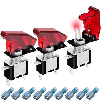 Kiligen Missile Switch, -24V, 20A, Set of 3, Equipped with LED, 3 Pole Type, ON-OFF (Red)