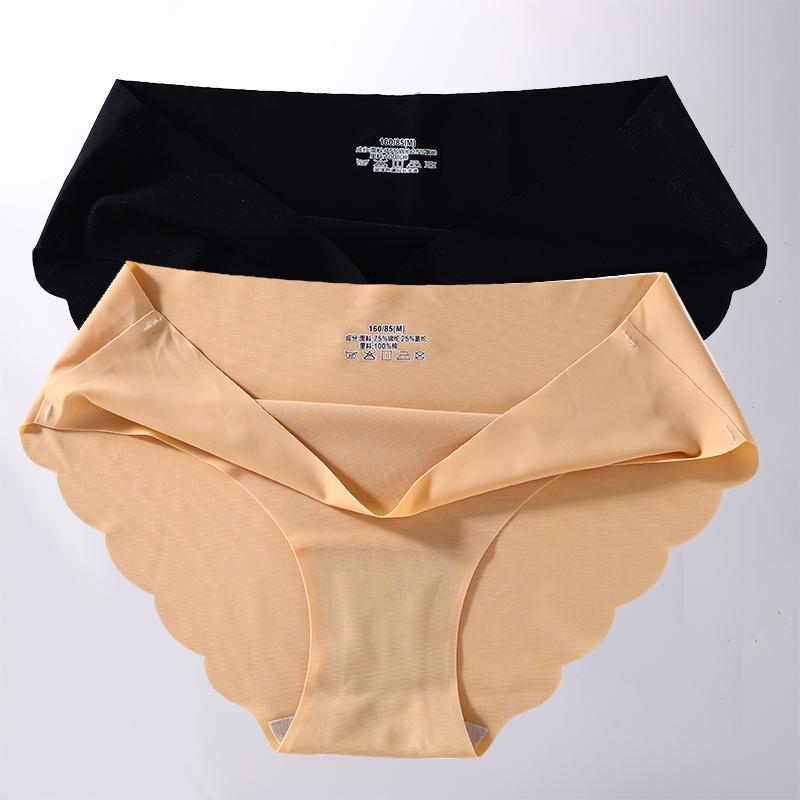 2 Stück/Set M-XL Nahtlose Eis-Seide Sexy Damen Slips Pantys 7 Unifarben Atmungsaktive Pantys Unterwäsche Für Mädchen Dessous