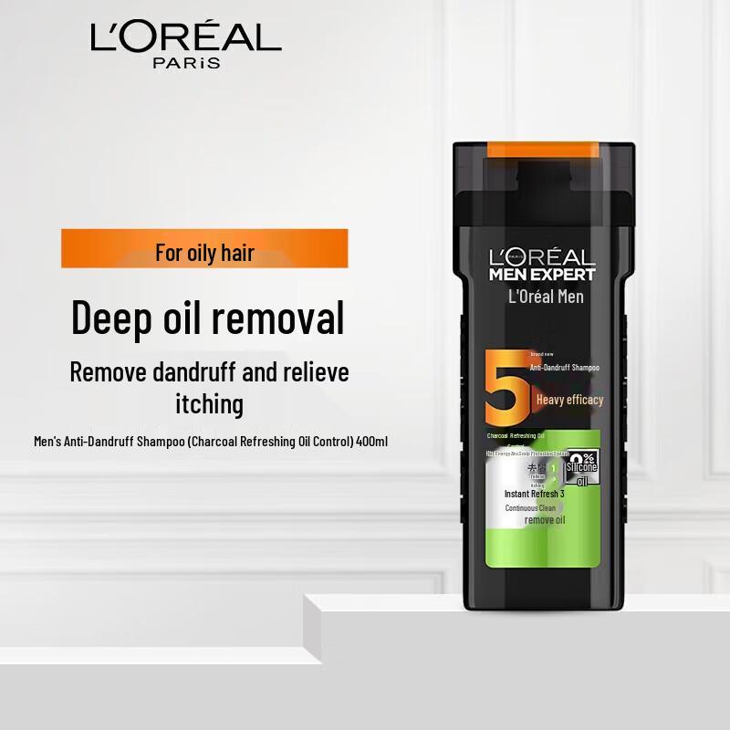 

L Oreal Men s Anti-Dandruff Charcoal Oil Control Shampoo 400ml