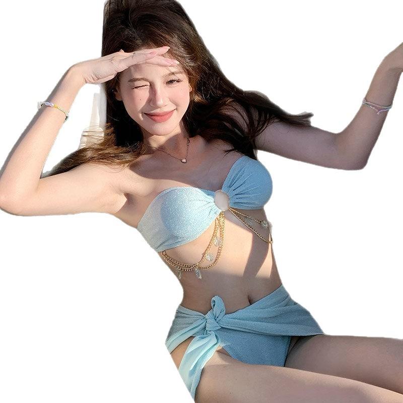 Mermaid Shell Bikini Split Swimsuit with Apron Three-piece Bikini Babes Sexy Suspender Swimsuit Women