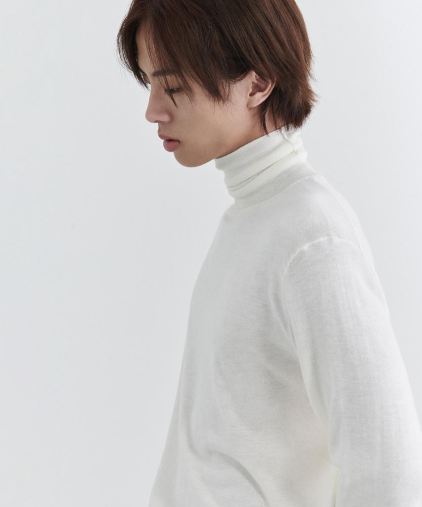 MUSINSA STANDARD Merino Wool Blend High-Gauge Turtleneck Knit [Ivory]