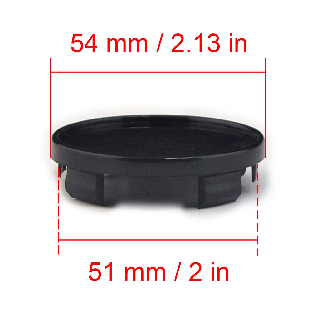 4pcs Outer Diameter 54mm Inner Diameter 51mm Black ABS Car Wheel Center Hub Cap