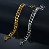 Punk Curb Cuban Link Chain Bracelet 21cm Gold Silver Color Stainless Steel 9mm Hand Chains For Women Men Jewelry Gift