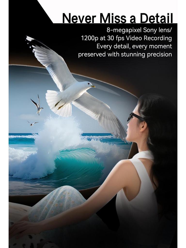 KI-Smart-Brille mit 8MP Kamera, Bluetooth-Musik, Anrufannahme & Übersetzung