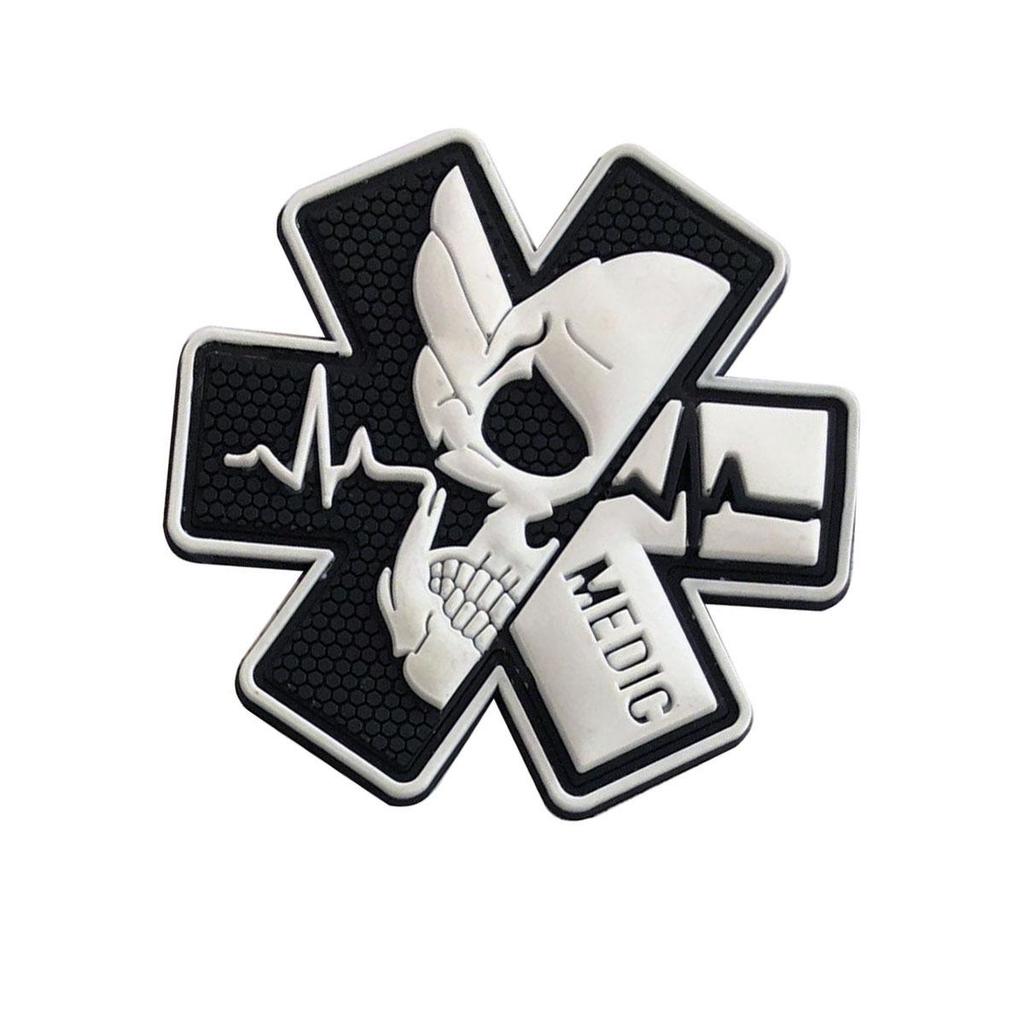 Patch de Braçadeira Médica Esqueleto MEDIC Disponível: Gancho e Laço, À Prova d'Água, Distintivo de PVC Lavável