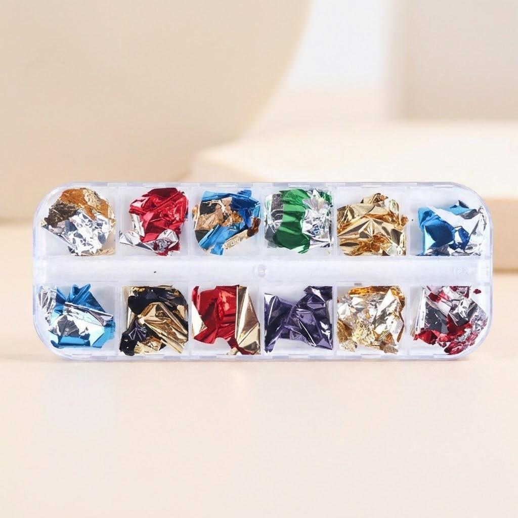 

12 Color Glitter Foils Nail Art Decoration Aluminum Flakes Shiny Nails Design for Stunning Manicure Supplies Nail Stickers
