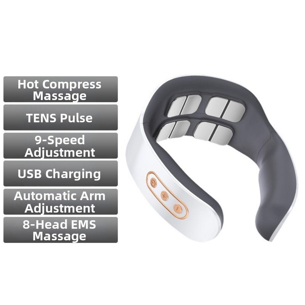 Hot Compress Cervical Spine Massager 8-Head Neck Massager Pulse Neck Device Indoor
