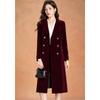 Kebeier Women's Velvet Double-Breasted Wool Blend Coat