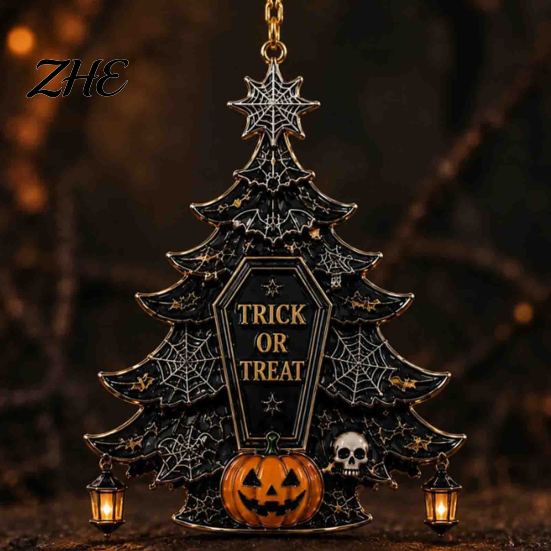 Skeleton Wall Decor for Home Halloween Tree Acrylic Hanging Ornament, Pumpkin Ghost Skull Seasonal Ornaments Decor, Spooky Pendant Party Home, Festive