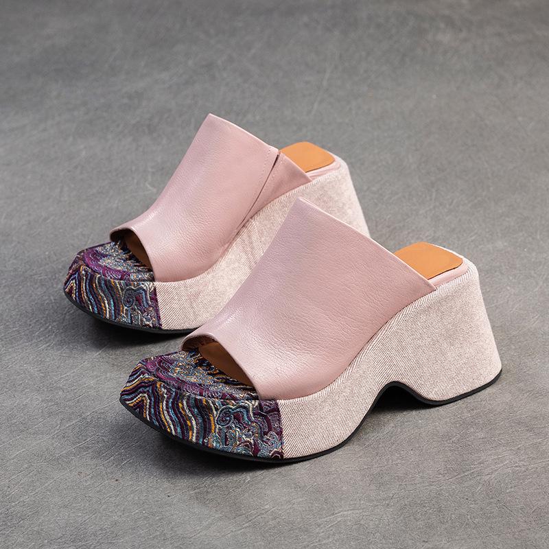 2024 Summer Women's Peep-toe Wedge Heel Slippers - Stylish Thick-soled, Height-increasing, Versatile Outdoor Footwear