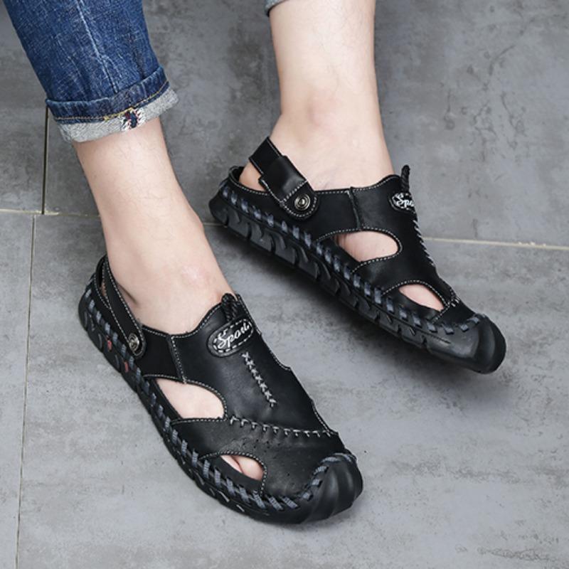 38-48 Summer Men's Large Size Leather Beach Sandals