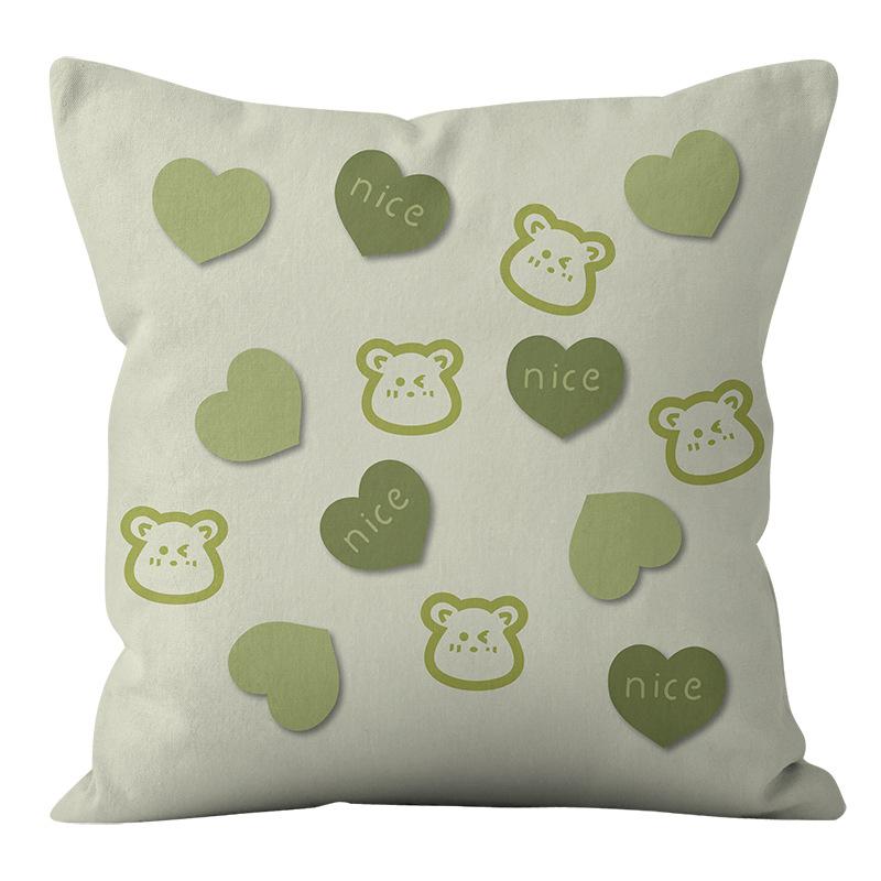 Small Clear Green Geometric Flower Print Pillowcase Short Velvet Cushion Living Room Sofa Pillowcase