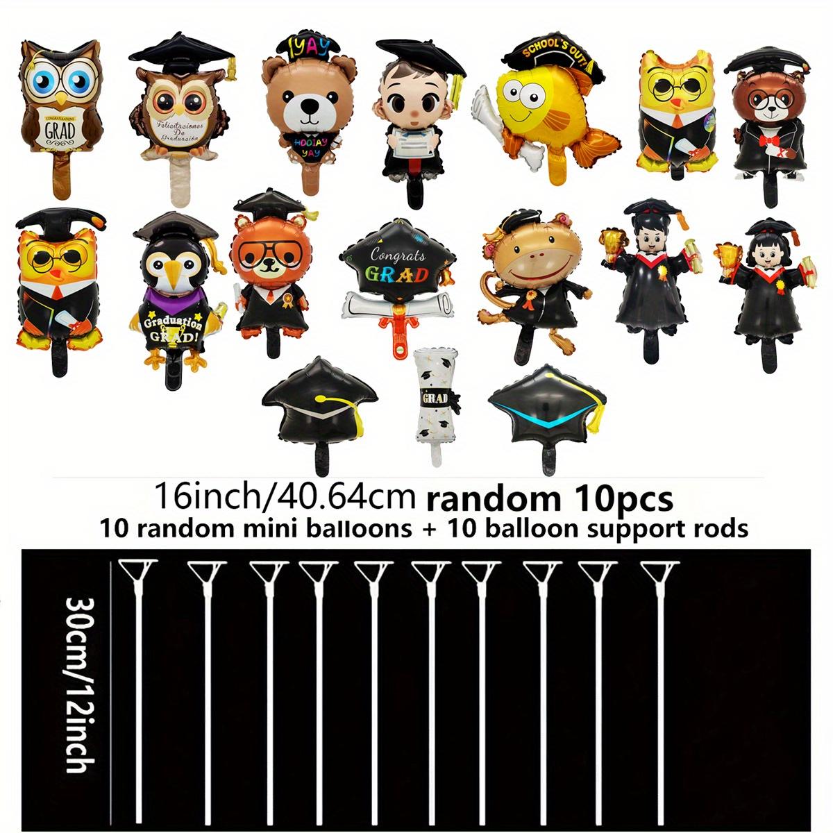 

10 випадкових міні-повітряних кульок з алюмінієвої фольги, плюшевий ведмедик із совою, який використовується для днів народження, випускних церемоній, шкільних ювілеїв