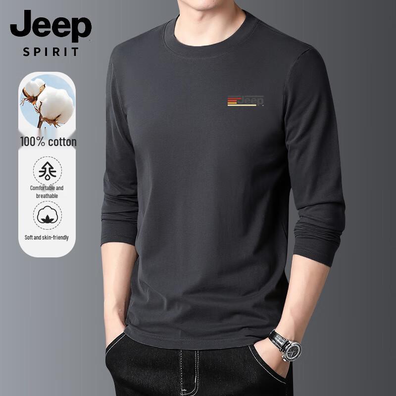 JEEP SPIRIT Men s Pure Cotton Printed Long Sleeve T-Shirt 3XL